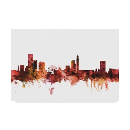 Michael Tompsett 'Birmingham England Skyline Red' Canvas Art,12x19